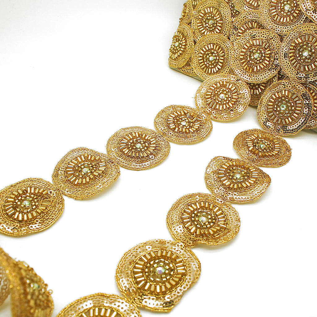 GOLD CIRCLE BEADED TRIM - sarahi.NYC