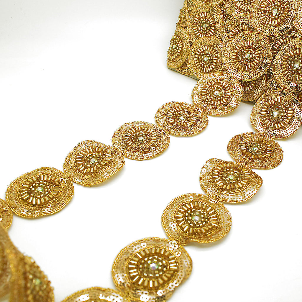 GOLD CIRCLE BEADED TRIM - sarahi.NYC