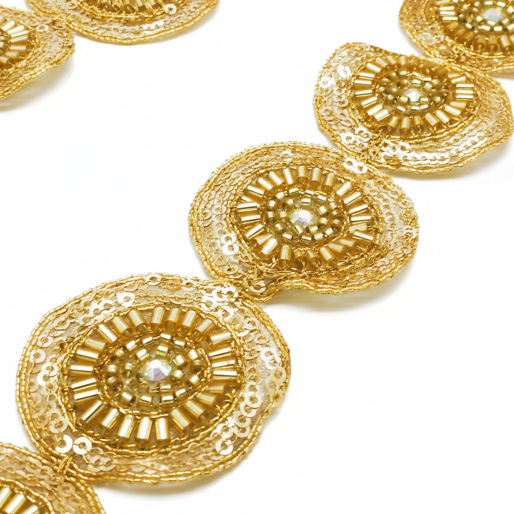 GOLD CIRCLE BEADED TRIM - sarahi.NYC