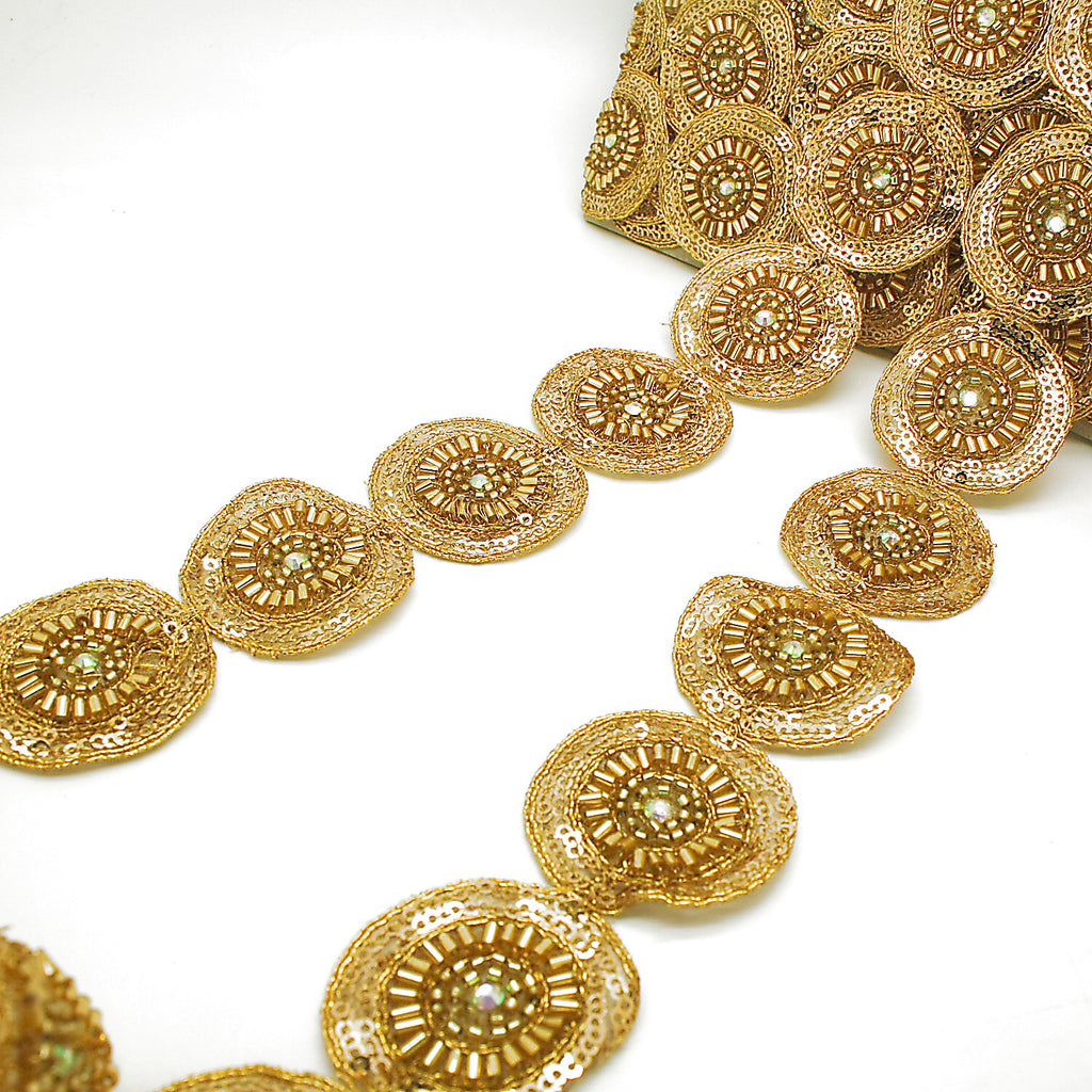 GOLD CIRCLE BEADED TRIM - sarahi.NYC