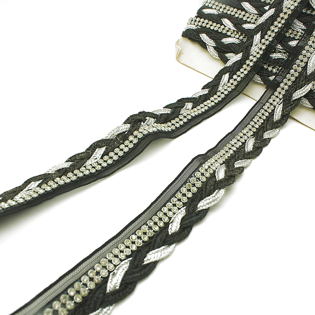 BLACK SILVER STONE TRIM - sarahi.NYC