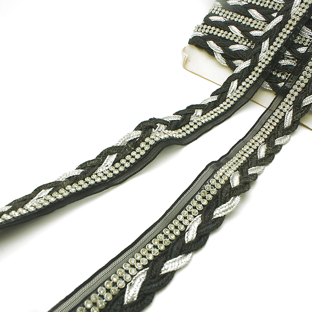 BLACK SILVER STONE TRIM - sarahi.NYC