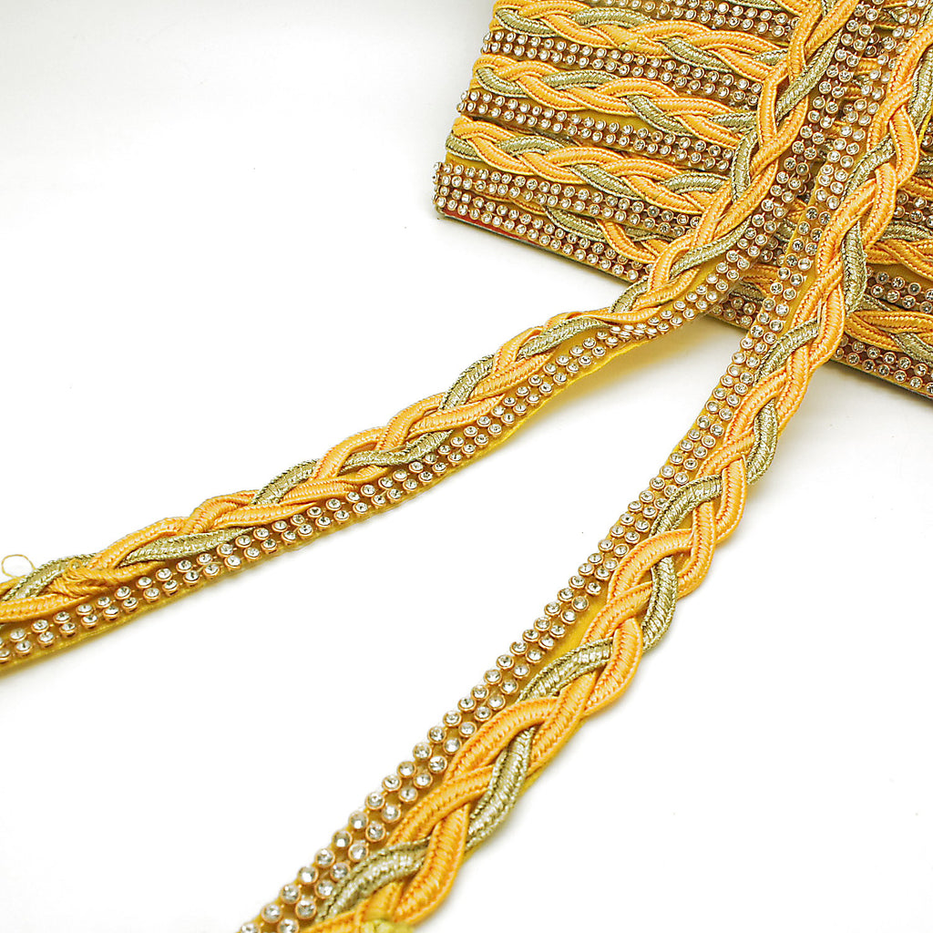 YELLOW STONE EMBROIDERED TRIM - sarahi.NYC
