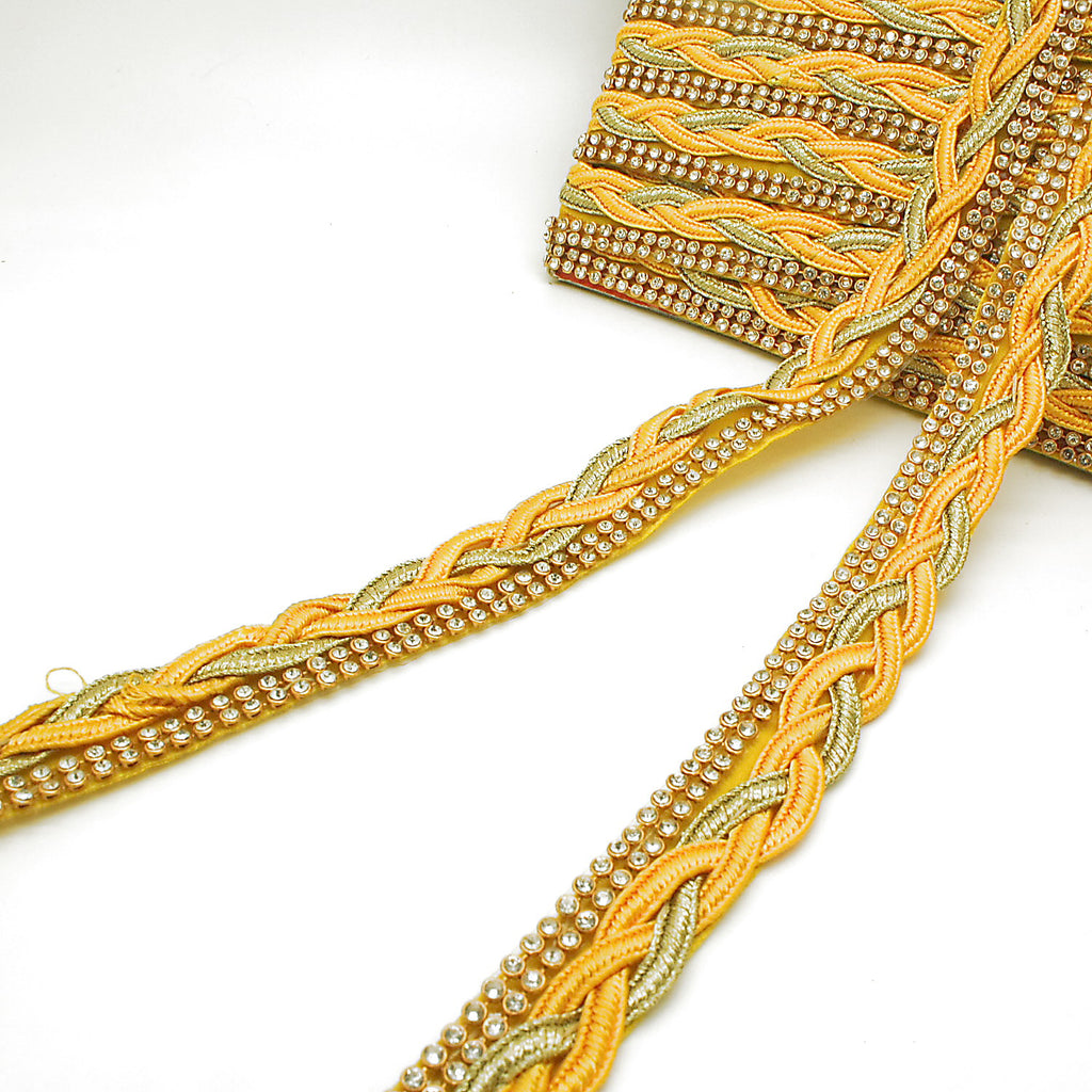 YELLOW STONE EMBROIDERED TRIM - sarahi.NYC