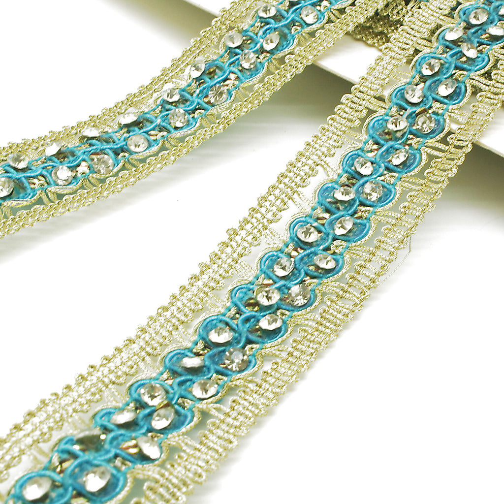 TURQUOISE GOLD STONE TRIM - sarahi.NYC