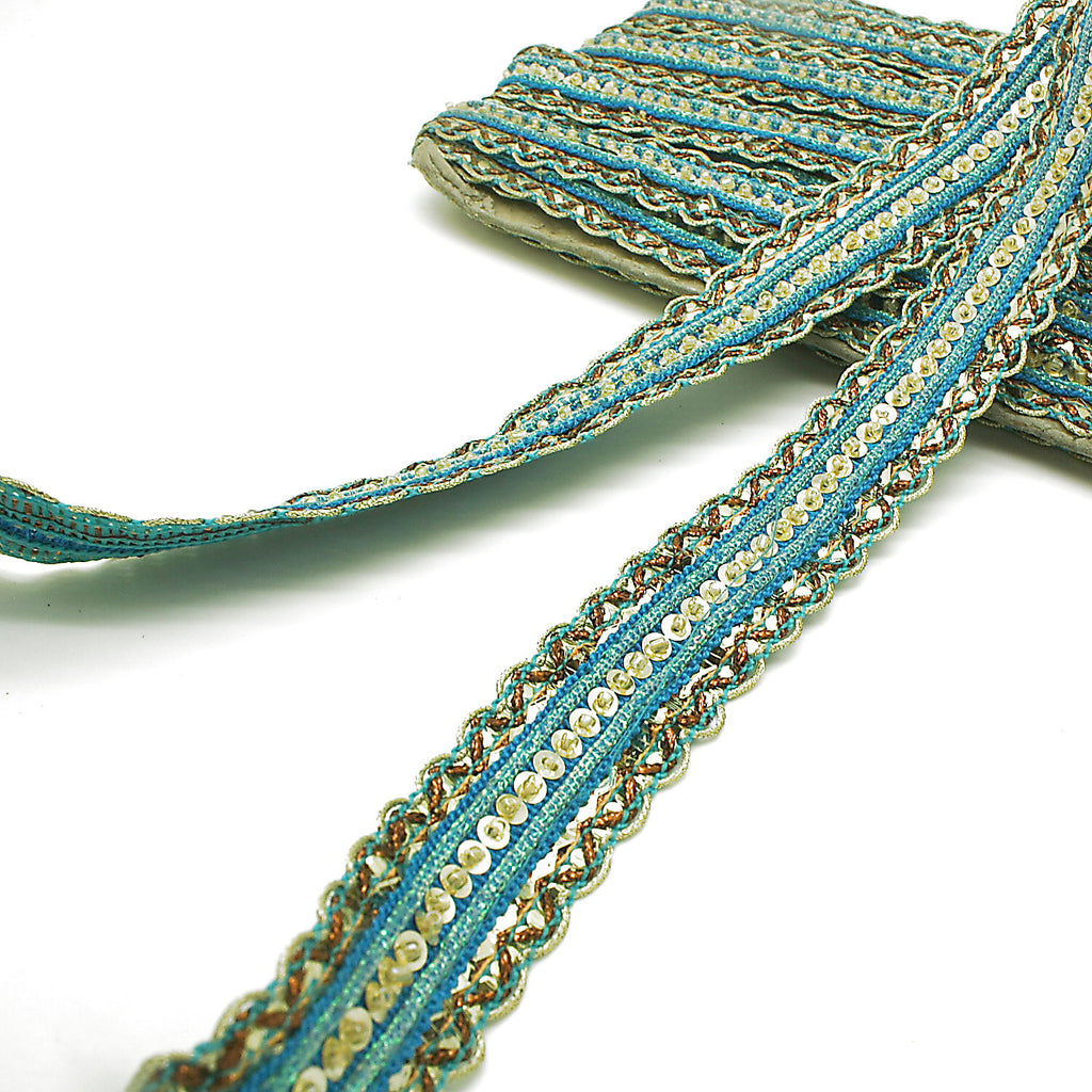 TURQUOISE GOLD BEADED TRIM - sarahi.NYC