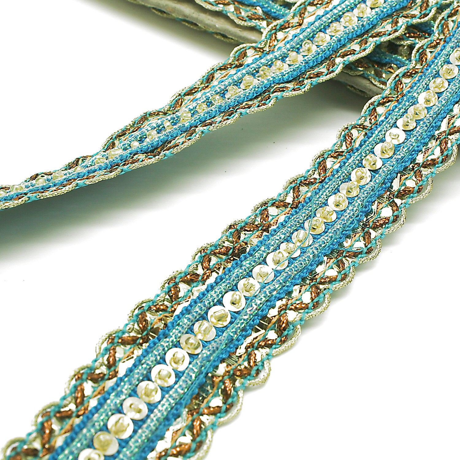 TURQUOISE GOLD BEADED TRIM - sarahi.NYC