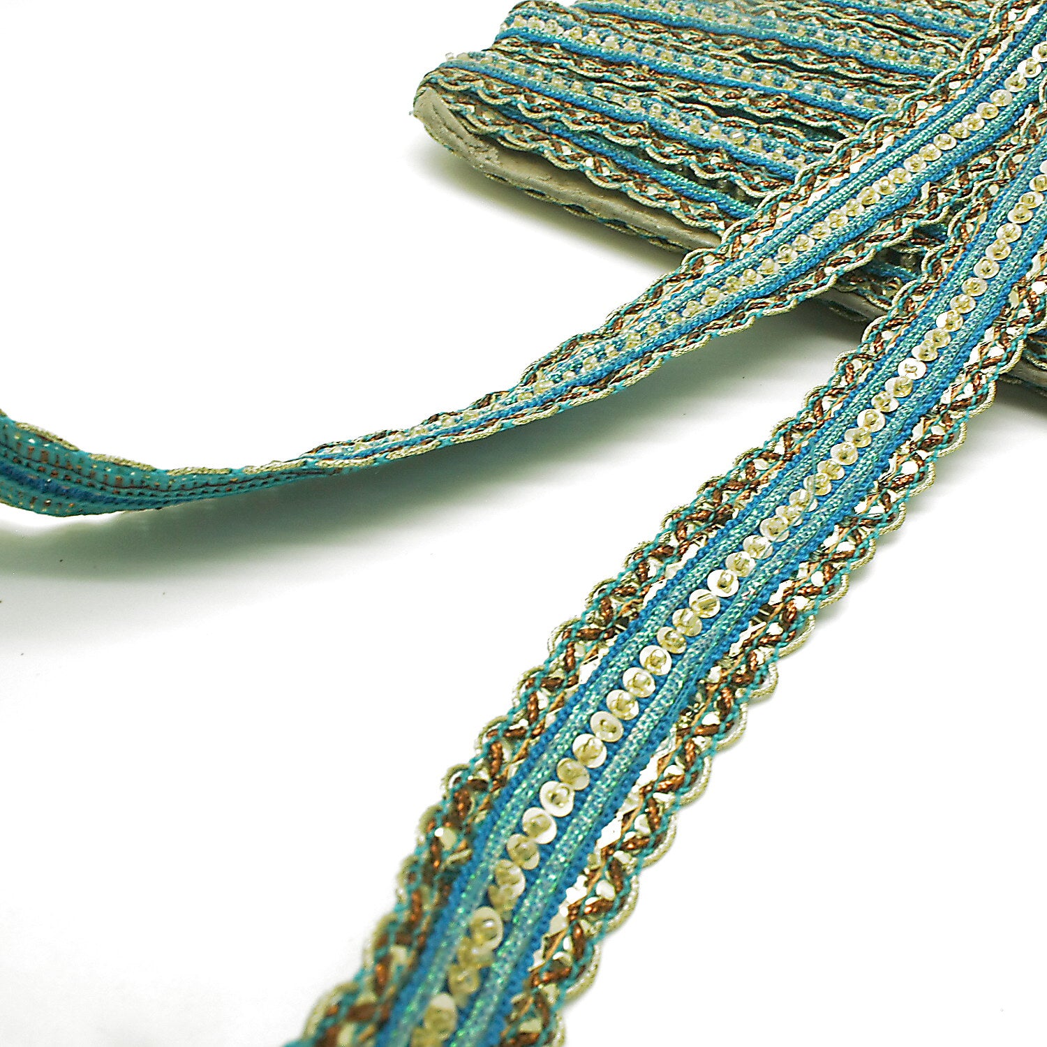 TURQUOISE GOLD BEADED TRIM - sarahi.NYC