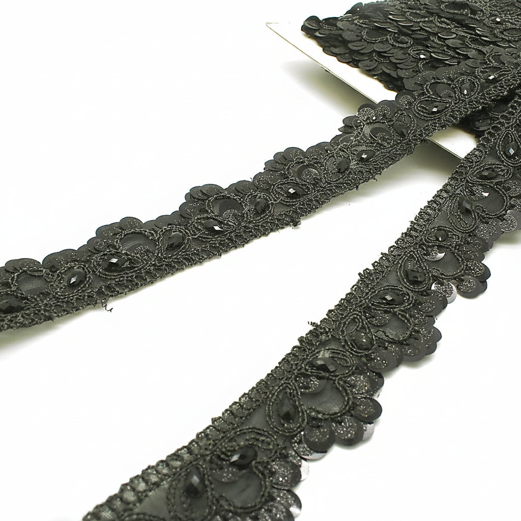 BLACK CRHINESTONE TRIM - sarahi.NYC