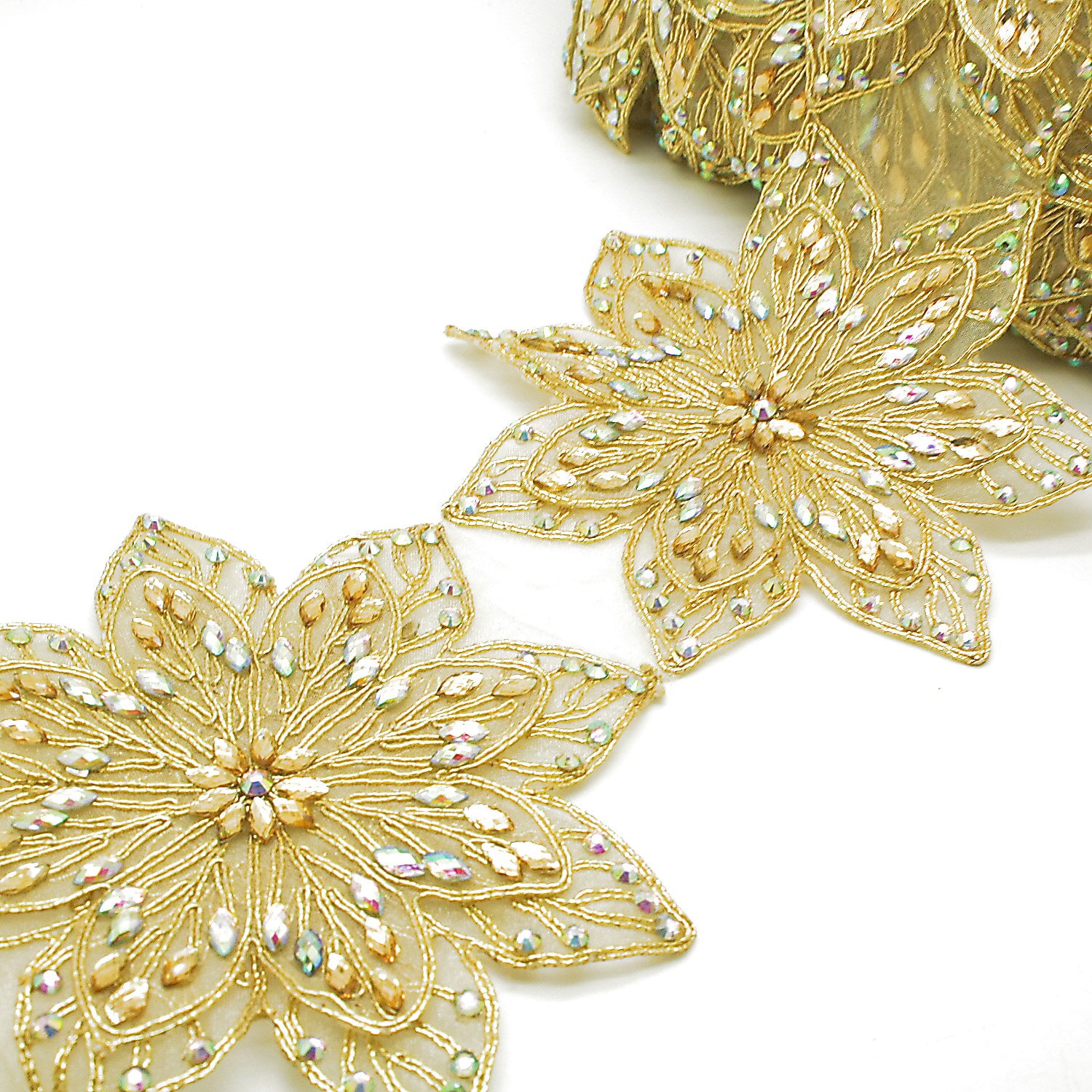 GOLD RHINESTONE FLOWER TRIM - SARAHI.NYC