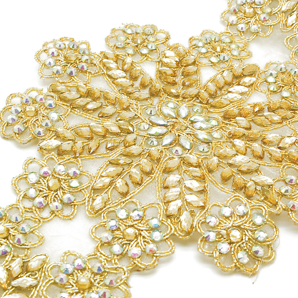 GOLD RHINESTONE FLOWER TRIM - SARAHI.NYC