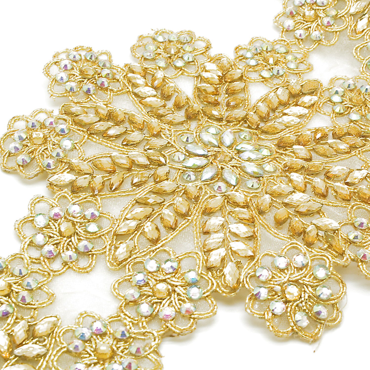 GOLD RHINESTONE FLOWER TRIM - SARAHI.NYC