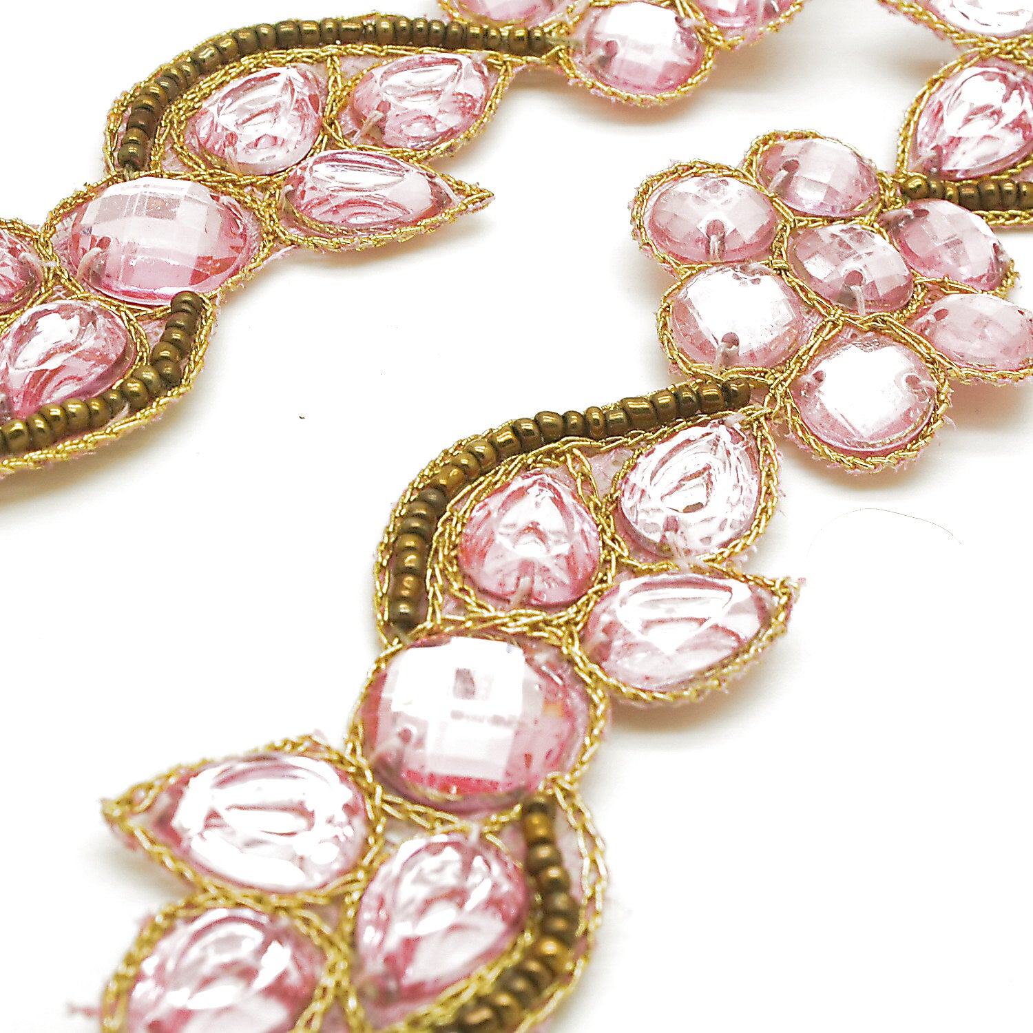 LIGHT PINK  FLORAL RHINESTONE TRIM - sarahi.NYC