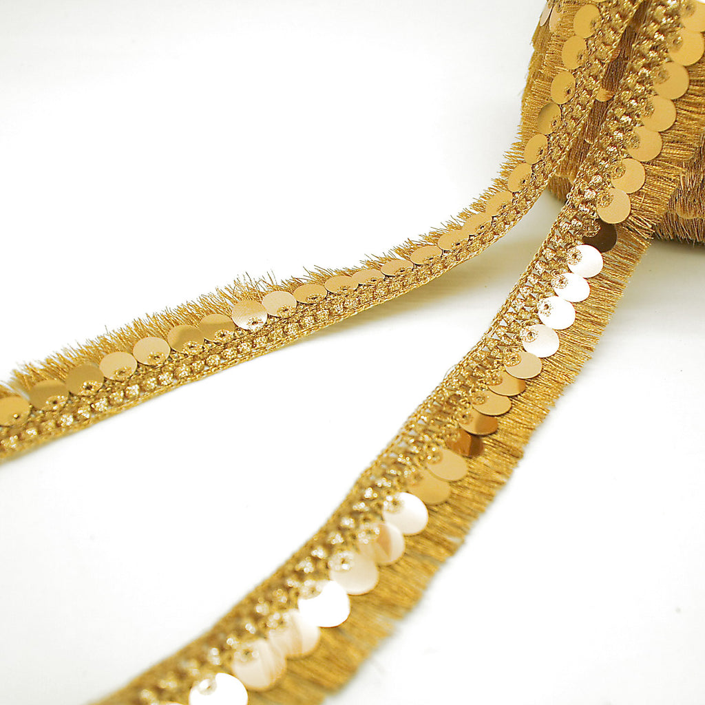 GOLD SEQUIN FRINGE TRIM - sarahi.NYC