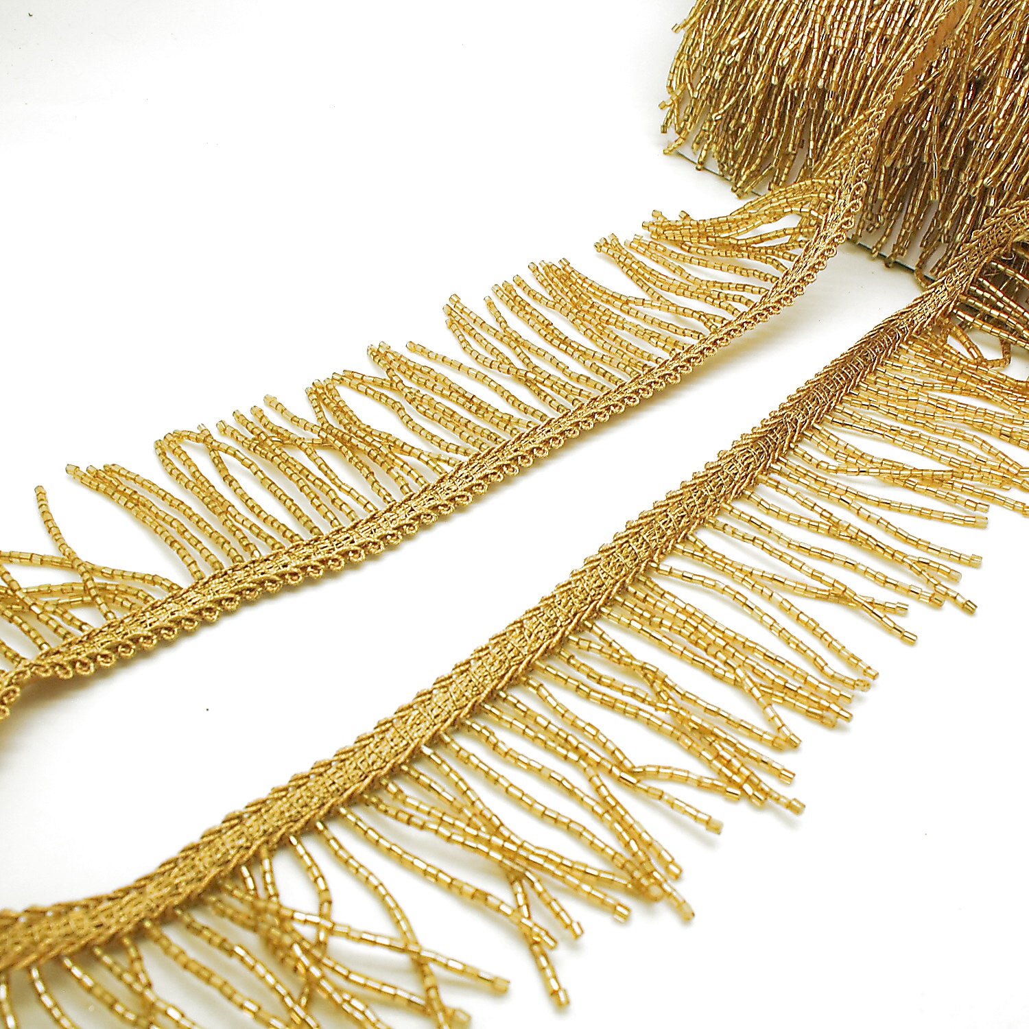 2.5 INCH GOLD FRINGE BEADED TRIM
