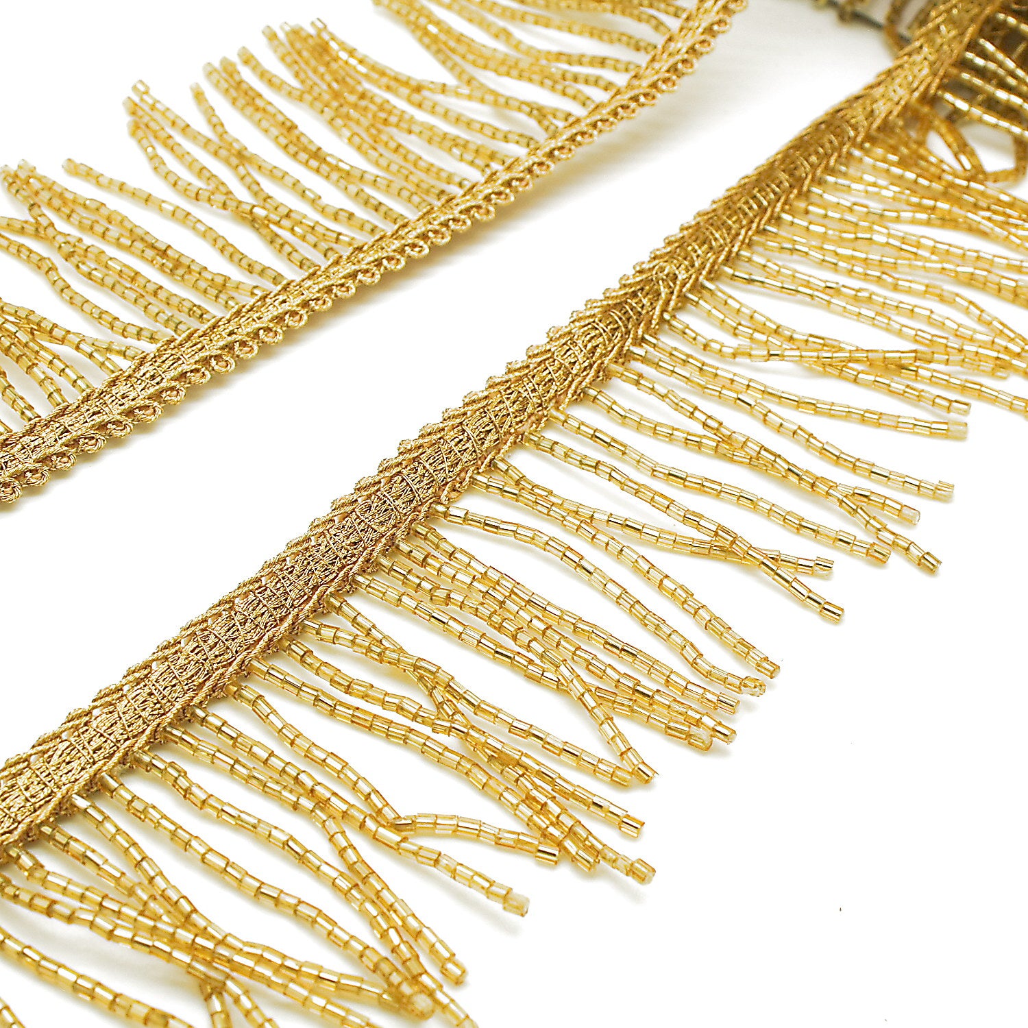 2.5 INCH GOLD FRINGE BEADED TRIM