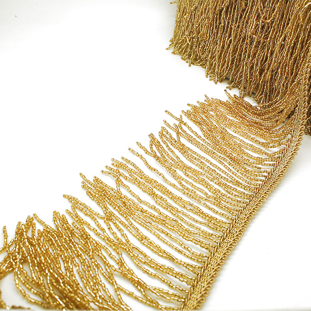 4.5 INCH GOLD FRINGE BEADED TRIM - SARAHI.NYC