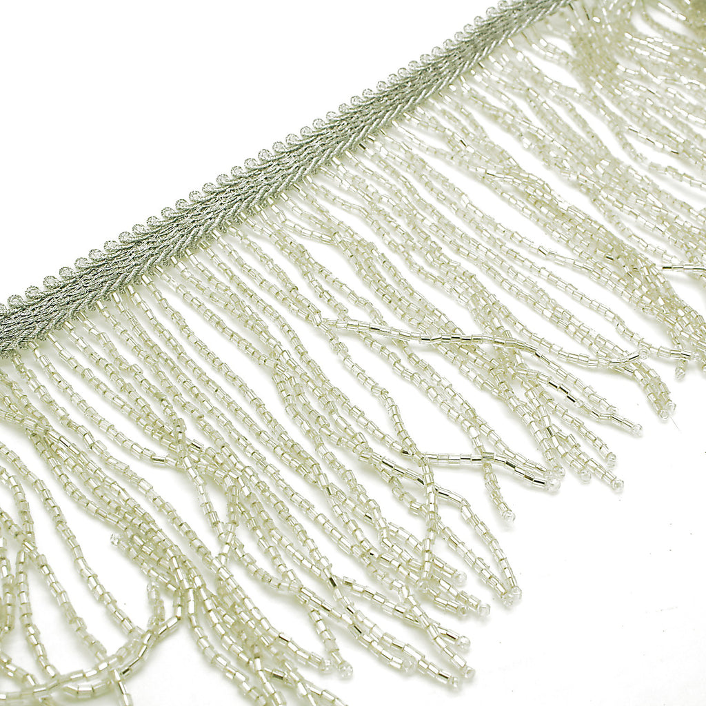 4.7 INCH SILVER BEADED FRINGE TRIM