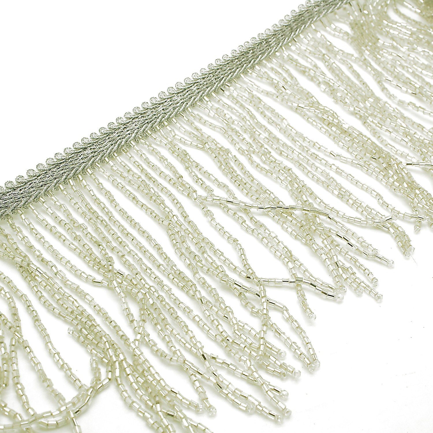 4.7 INCH SILVER BEADED FRINGE TRIM