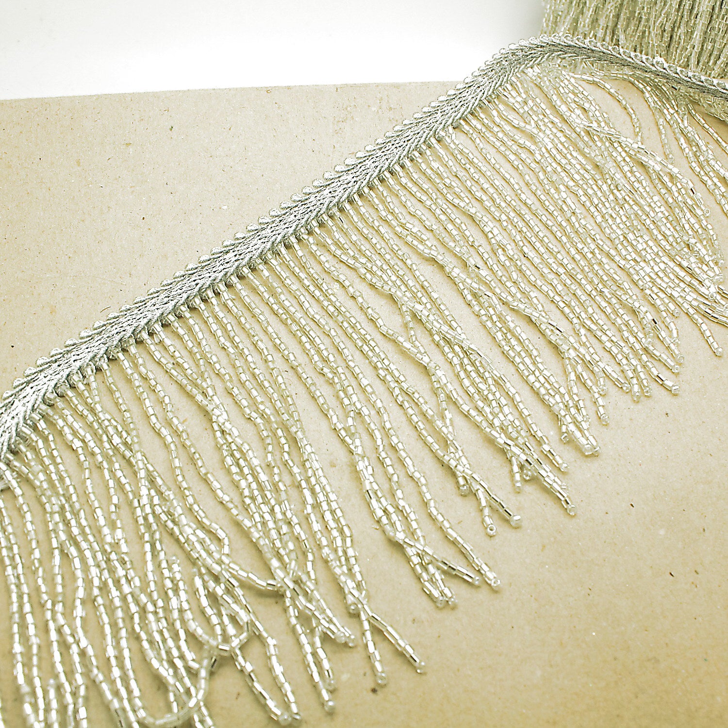 4.7 INCH SILVER BEADED FRINGE TRIM