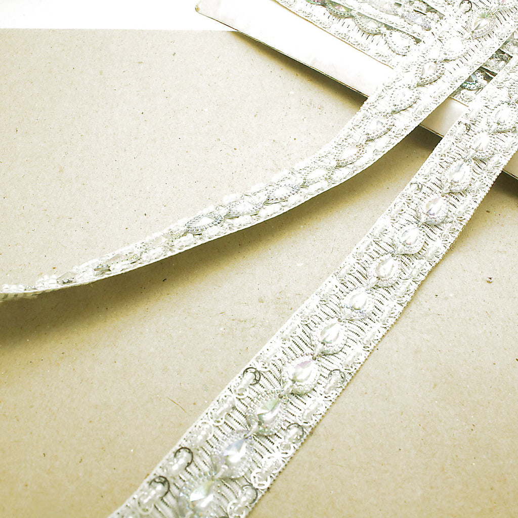 WHITE IRIDESCENT RHINESTONE TRIM - sarahi.NYC