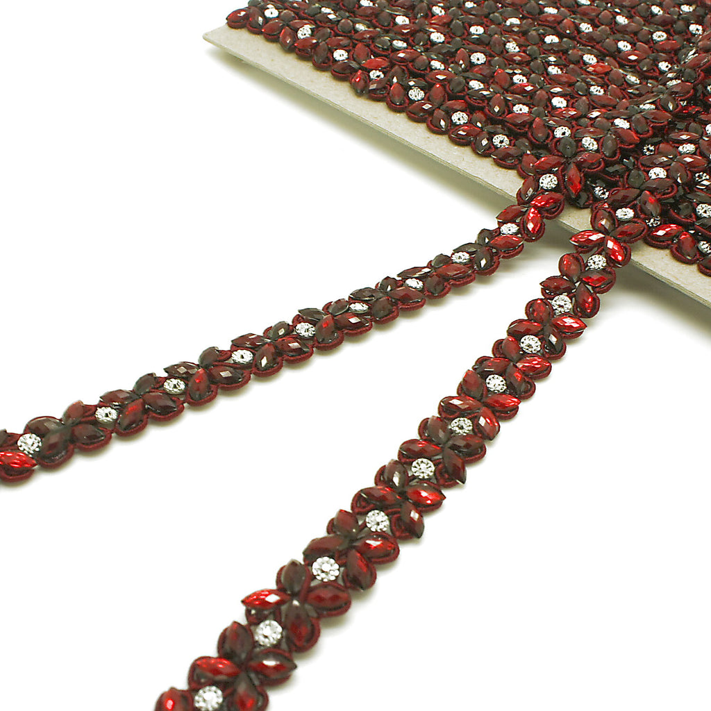 MAROON RHINESTONE TRIM - sarahi.NYC