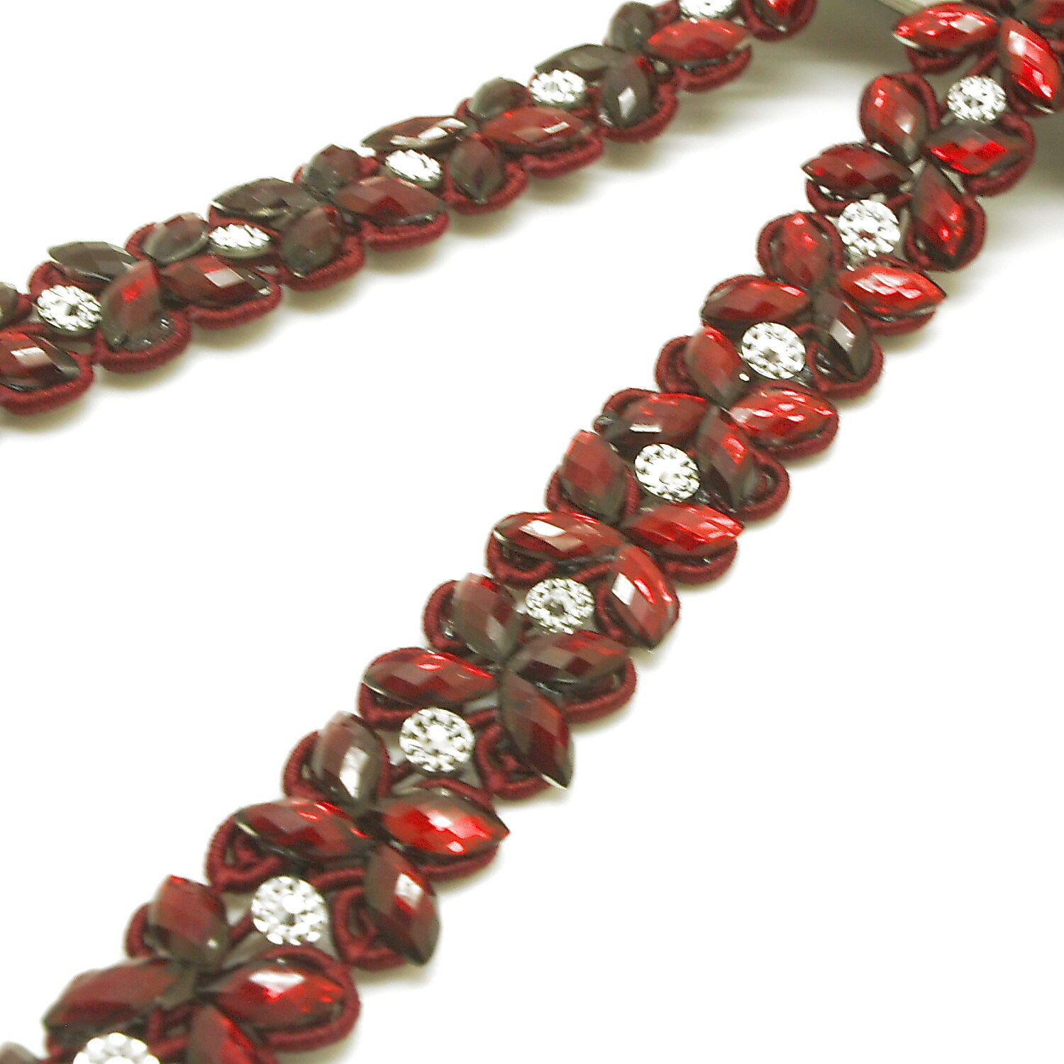 MAROON RHINESTONE TRIM - sarahi.NYC