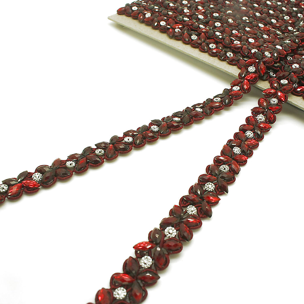 MAROON RHINESTONE TRIM - sarahi.NYC