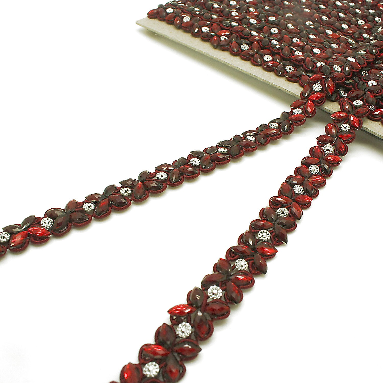 MAROON RHINESTONE TRIM - sarahi.NYC