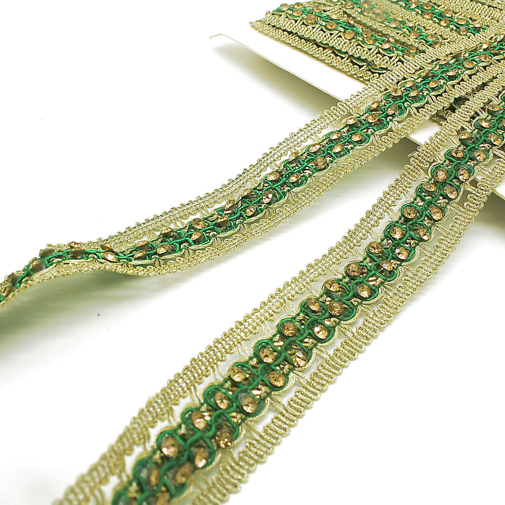 GREEN GOLD RHINSTONE TRIM - sarahi.NYC
