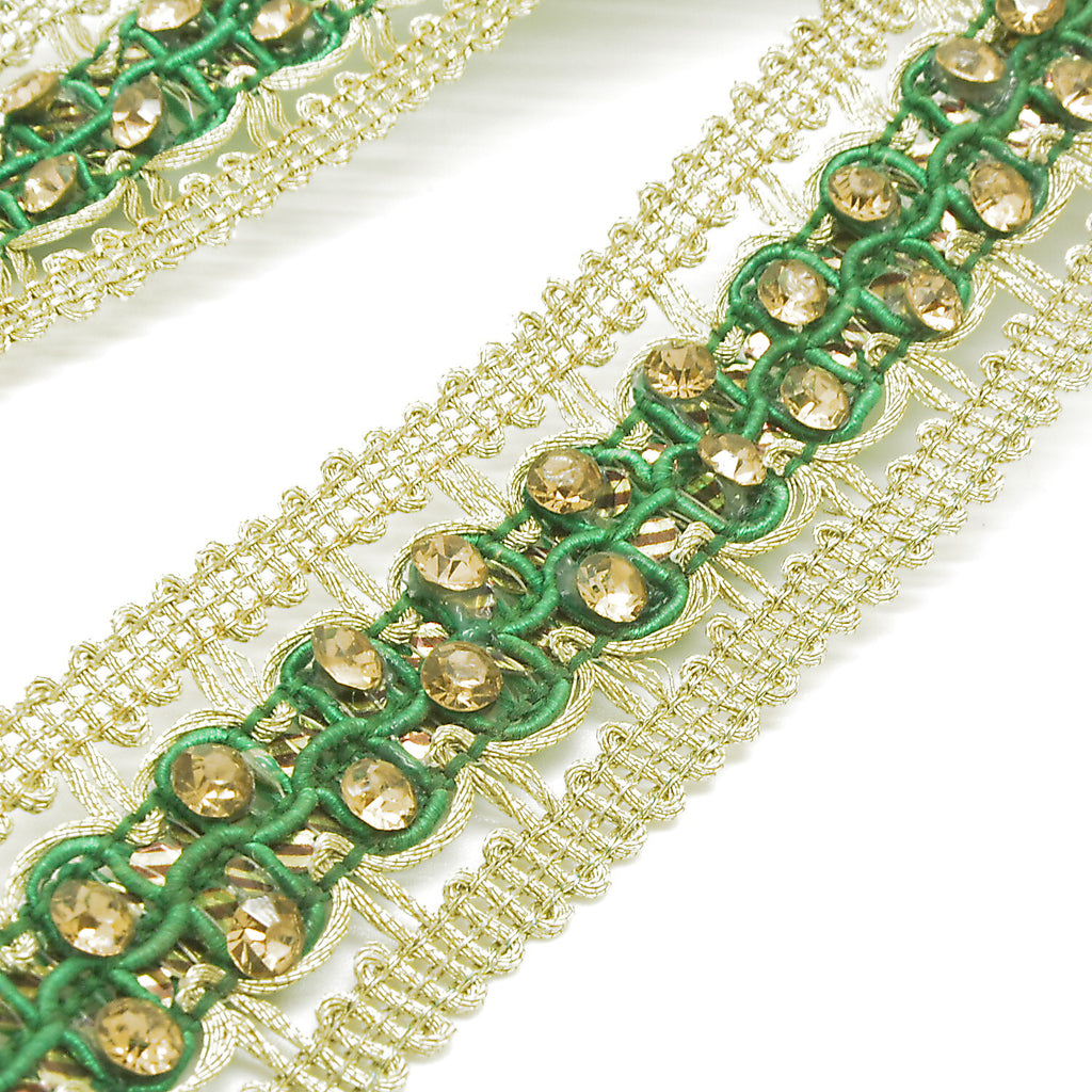 GREEN GOLD RHINSTONE TRIM - sarahi.NYC