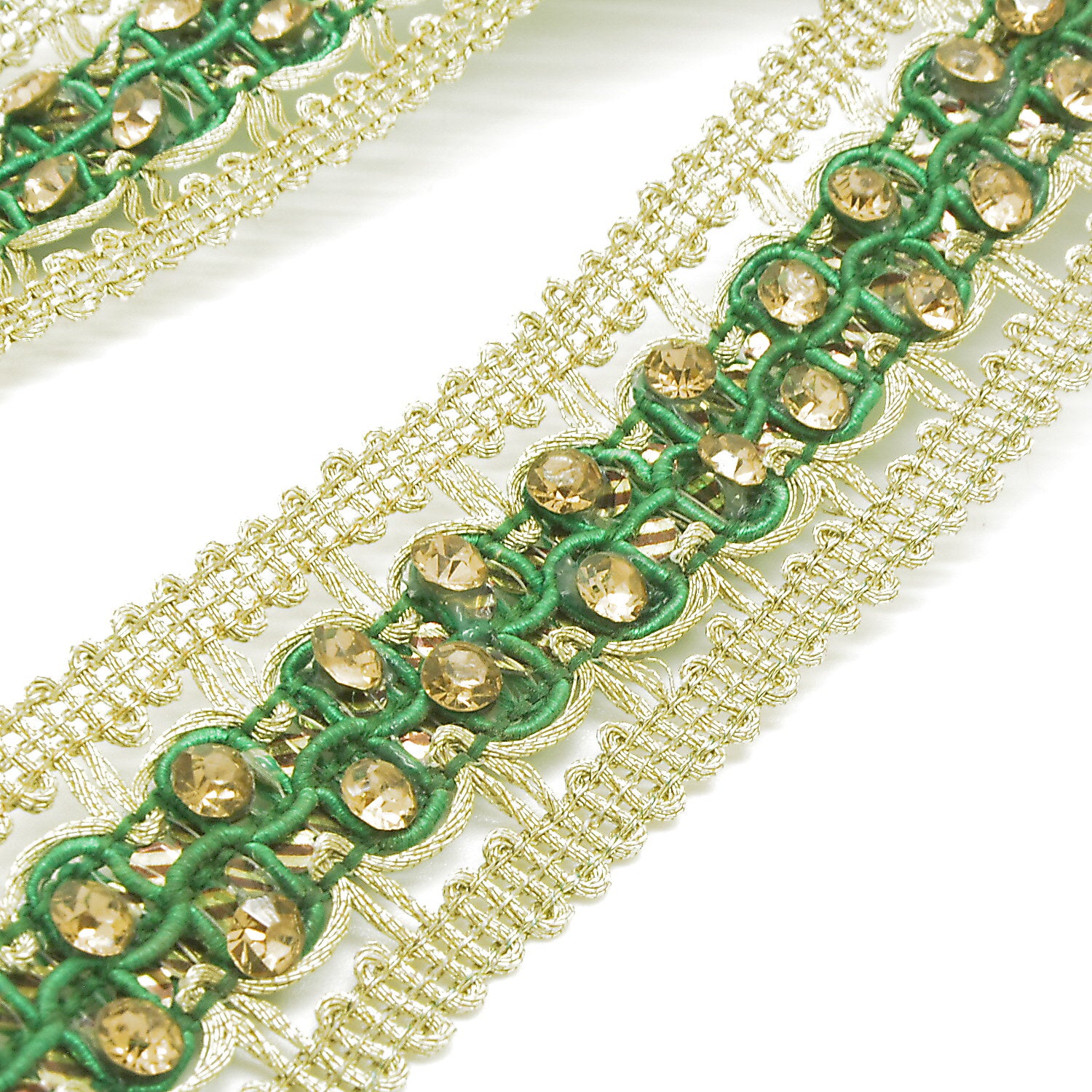 GREEN GOLD RHINSTONE TRIM - sarahi.NYC
