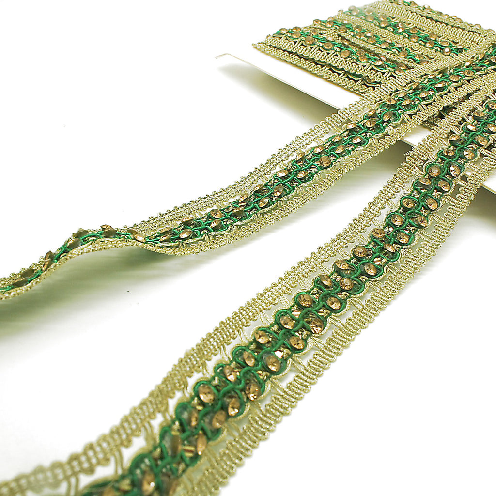 GREEN GOLD RHINSTONE TRIM - sarahi.NYC