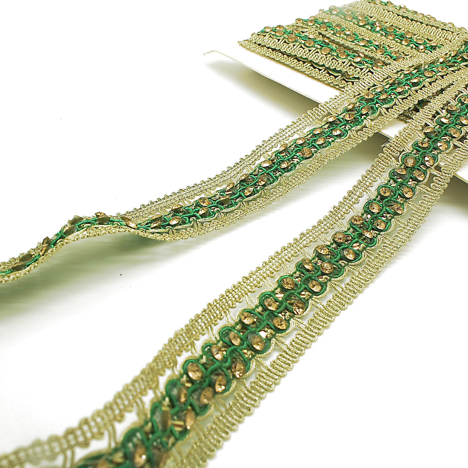 GREEN GOLD RHINSTONE TRIM - sarahi.NYC