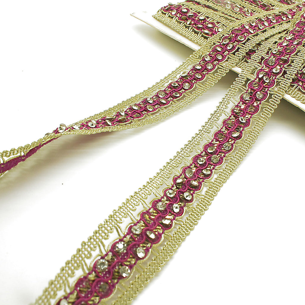 CERISE PINK GOLD STONE TRIM - sarahi.NYC
