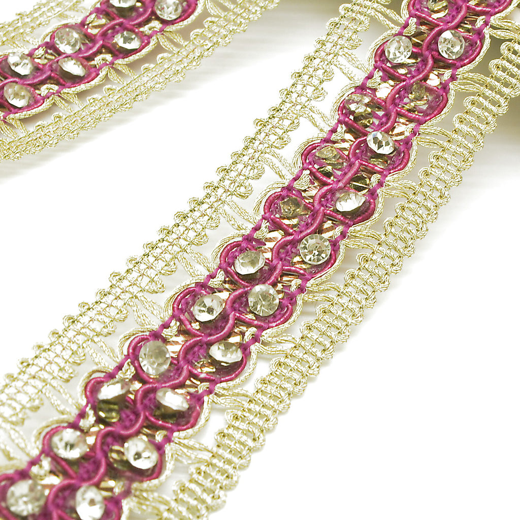 CERISE PINK GOLD STONE TRIM - sarahi.NYC