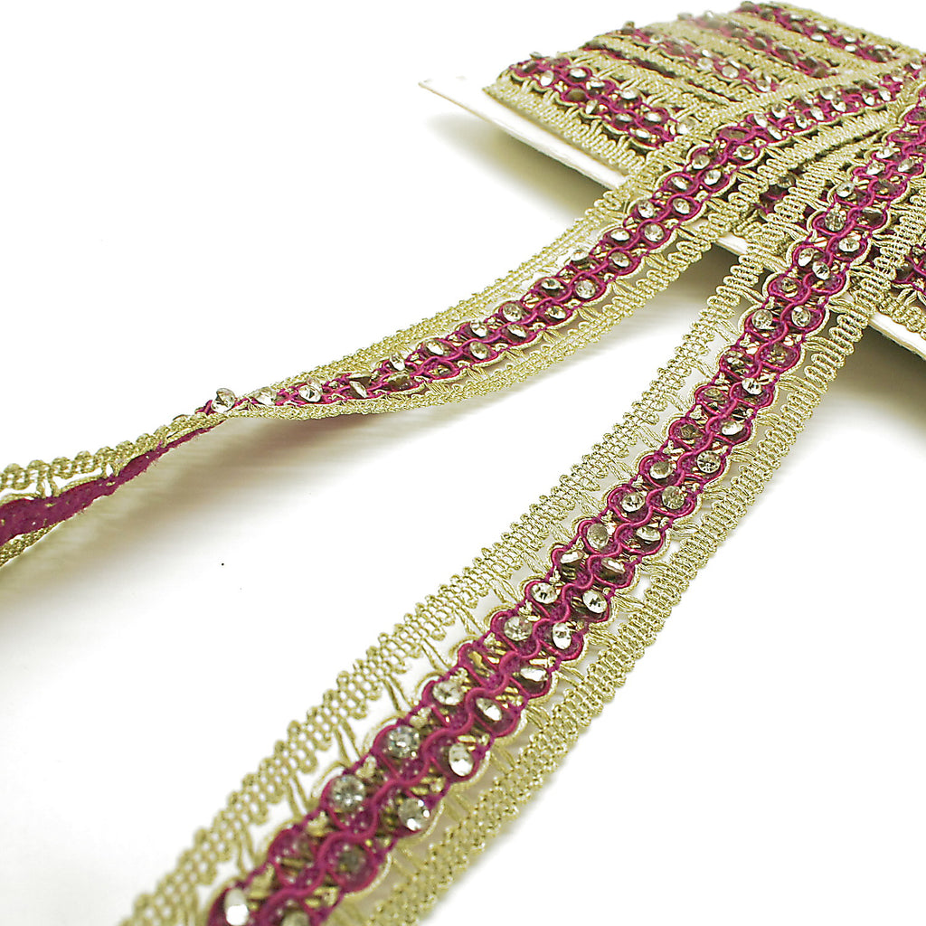 CERISE PINK GOLD STONE TRIM - sarahi.NYC