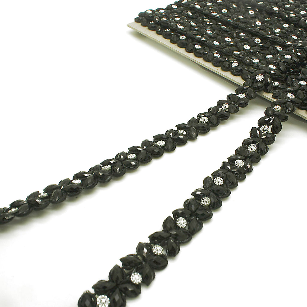BLACK RHINESTONE TRIM - sarahi.NYC