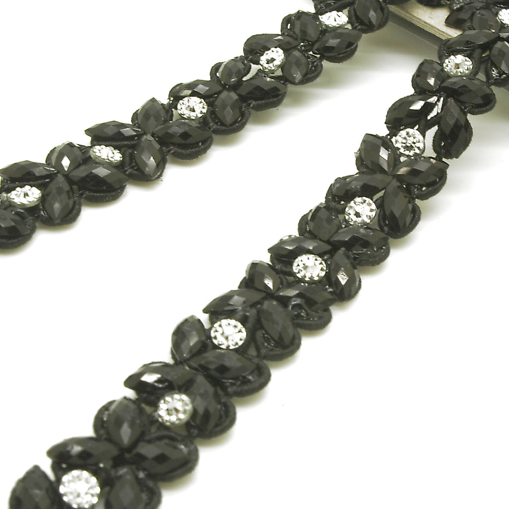 BLACK RHINESTONE TRIM - sarahi.NYC