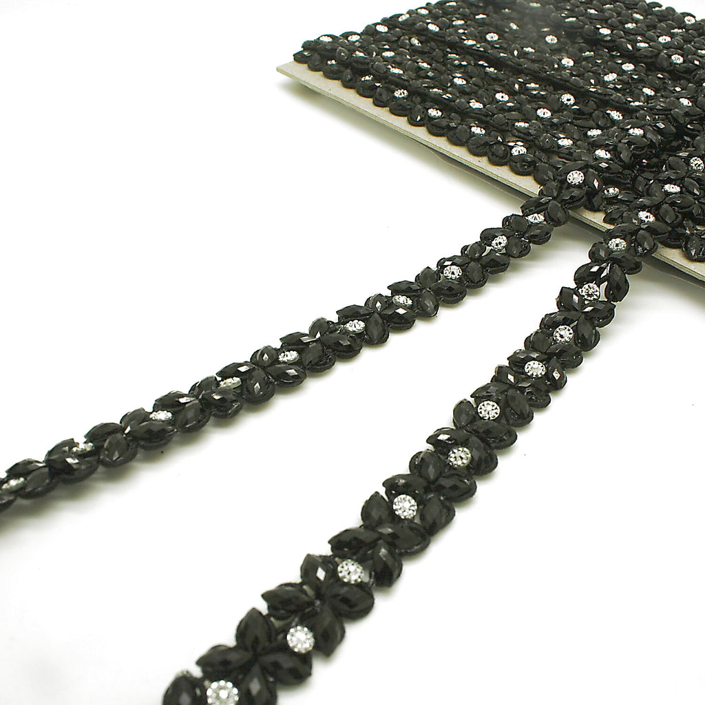 BLACK RHINESTONE TRIM - sarahi.NYC