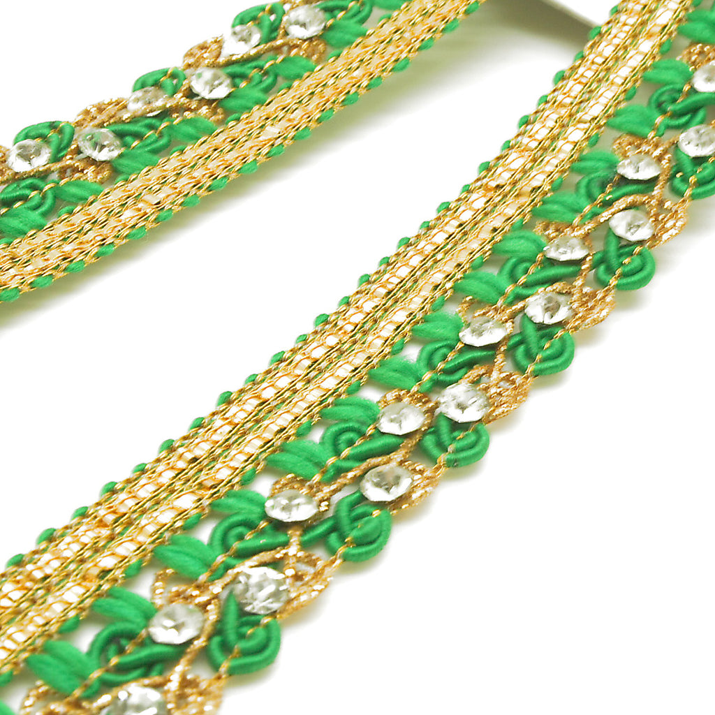 GREEN GOLD RHINSTONE TRIM - sarahi.NYC