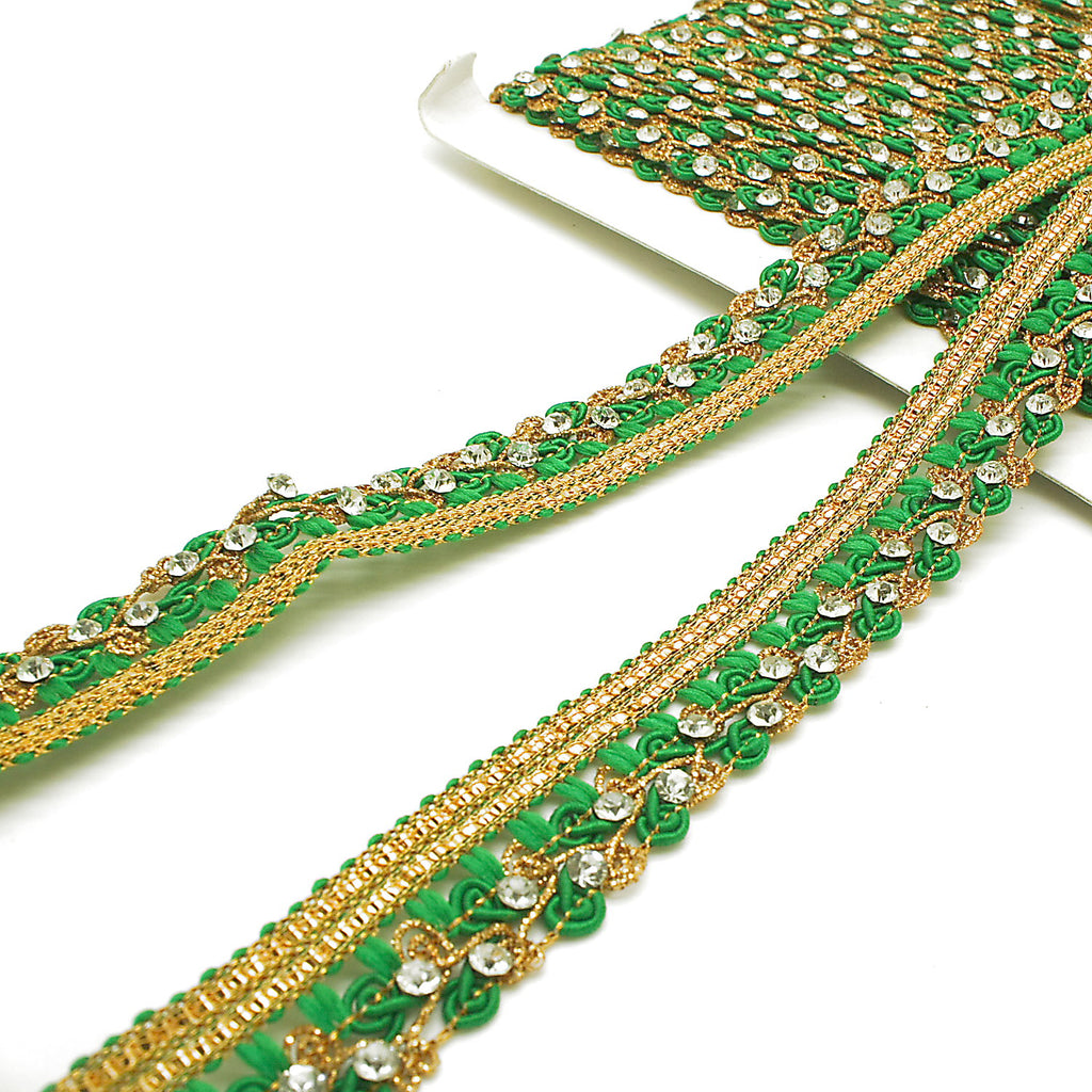 GREEN GOLD RHINSTONE TRIM - sarahi.NYC