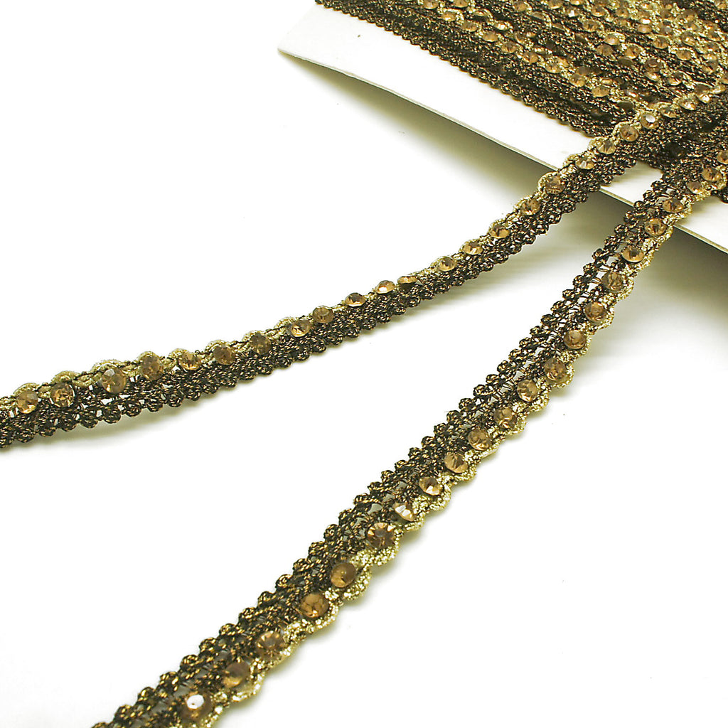 BROWN GOLD CRYSTAL DIAMONTE TRIM - sarahi.NYC