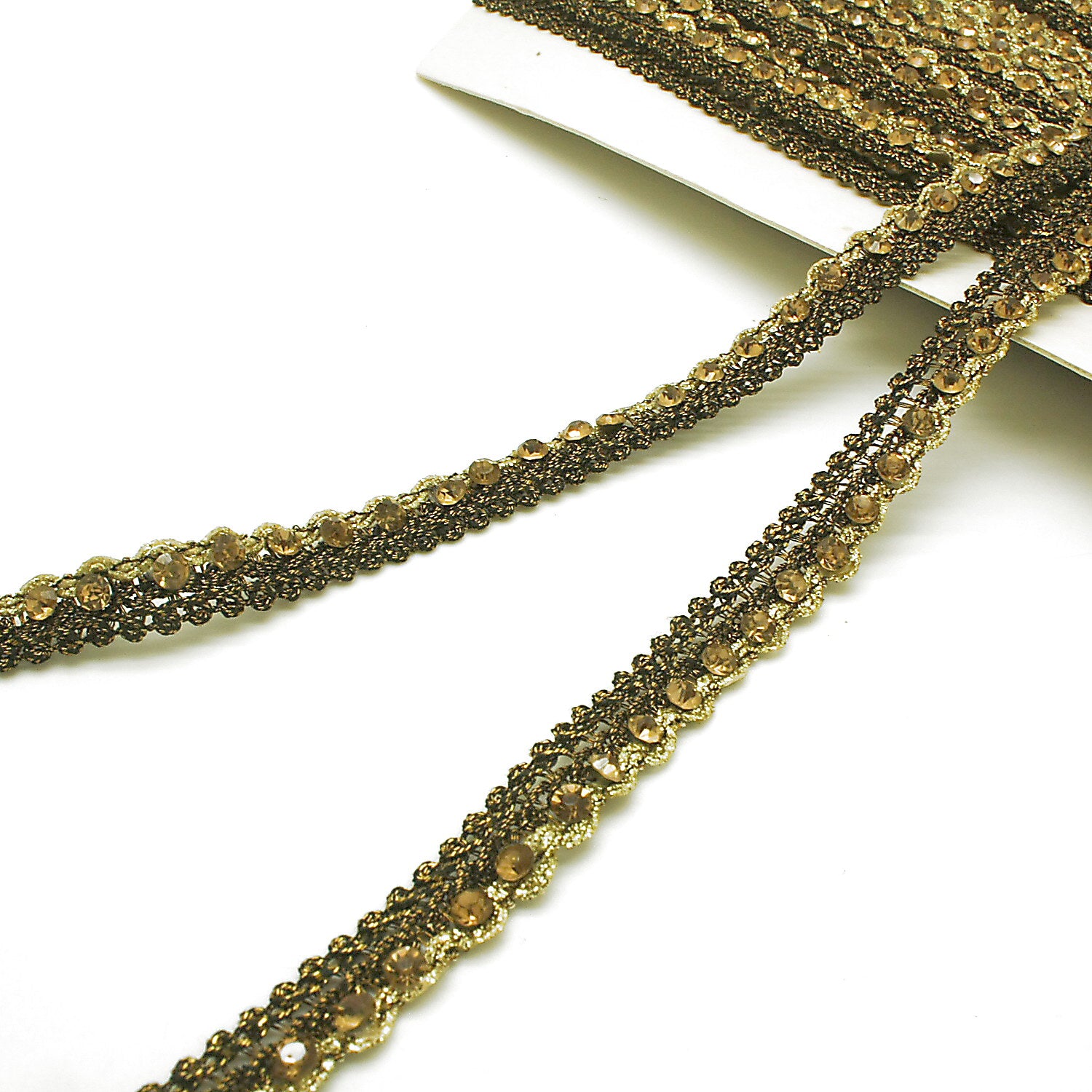 BROWN GOLD CRYSTAL DIAMONTE TRIM - sarahi.NYC