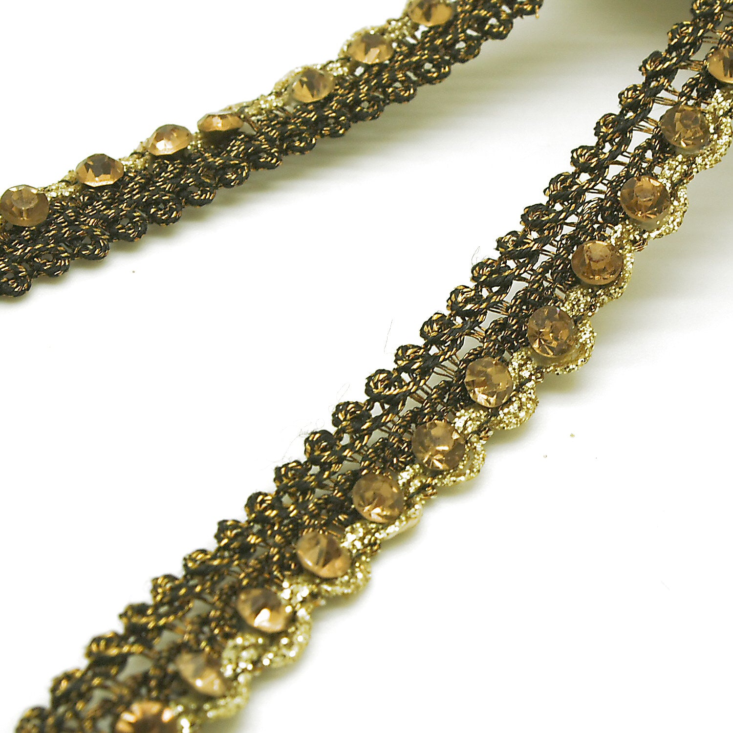 BROWN GOLD CRYSTAL DIAMONTE TRIM - sarahi.NYC