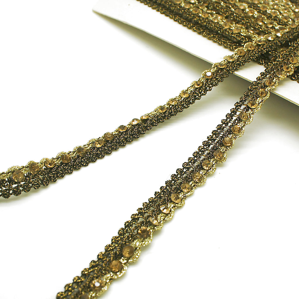 BROWN GOLD CRYSTAL DIAMONTE TRIM - sarahi.NYC