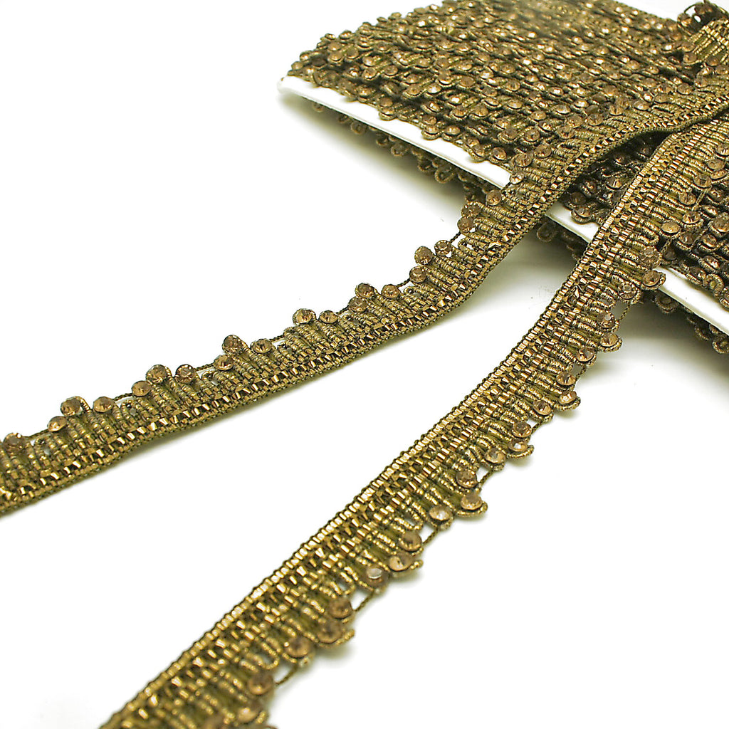 MUDDY GREEN GOLD RHINSTONE TRIM - sarahi.NYC