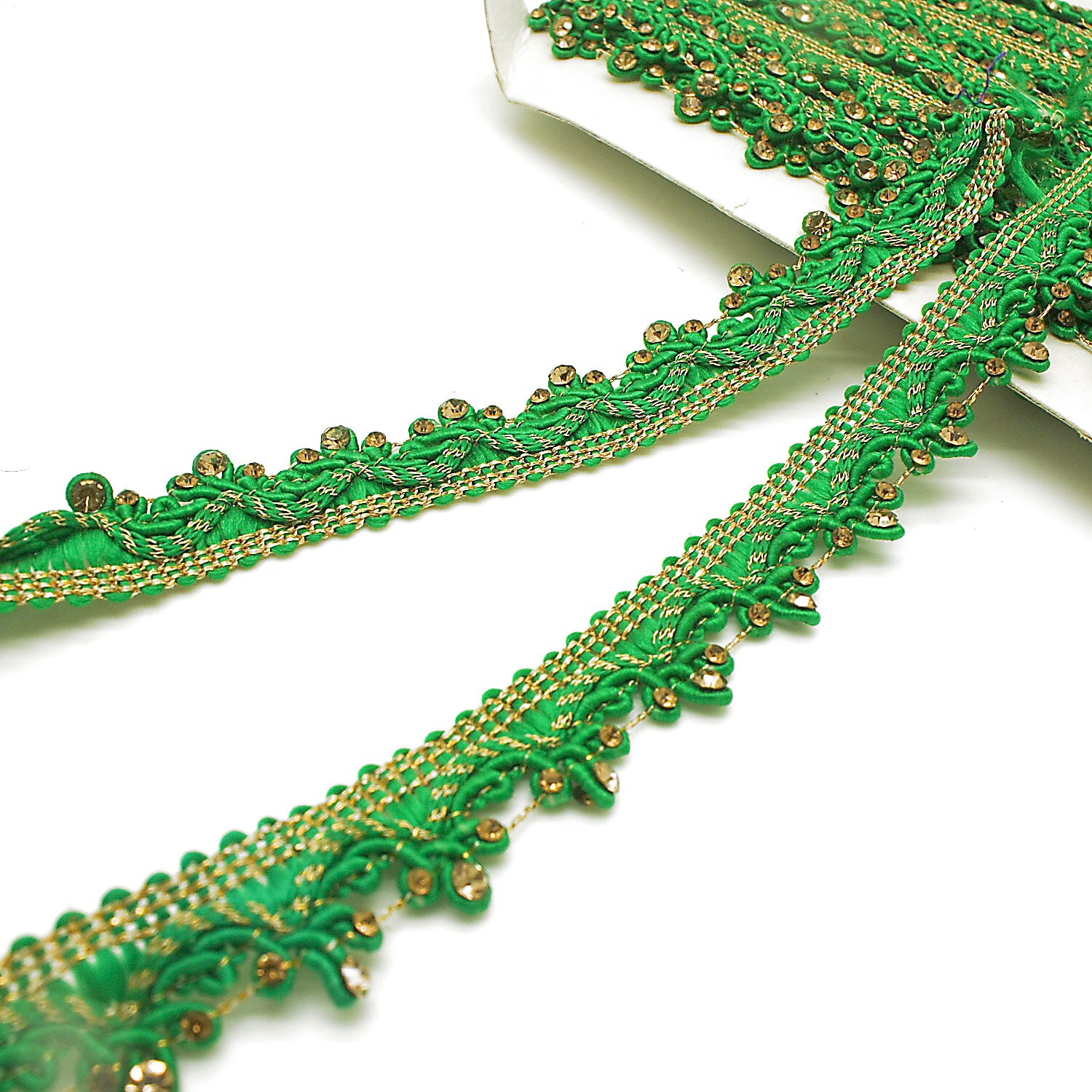 GREEN GOLD RHINSTONE TRIM - sarahi.NYC