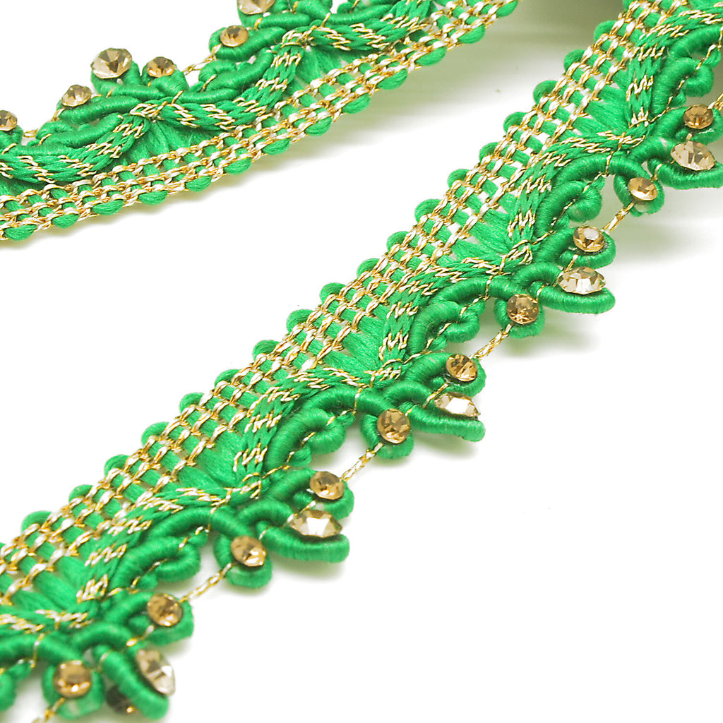 GREEN GOLD RHINSTONE TRIM - sarahi.NYC