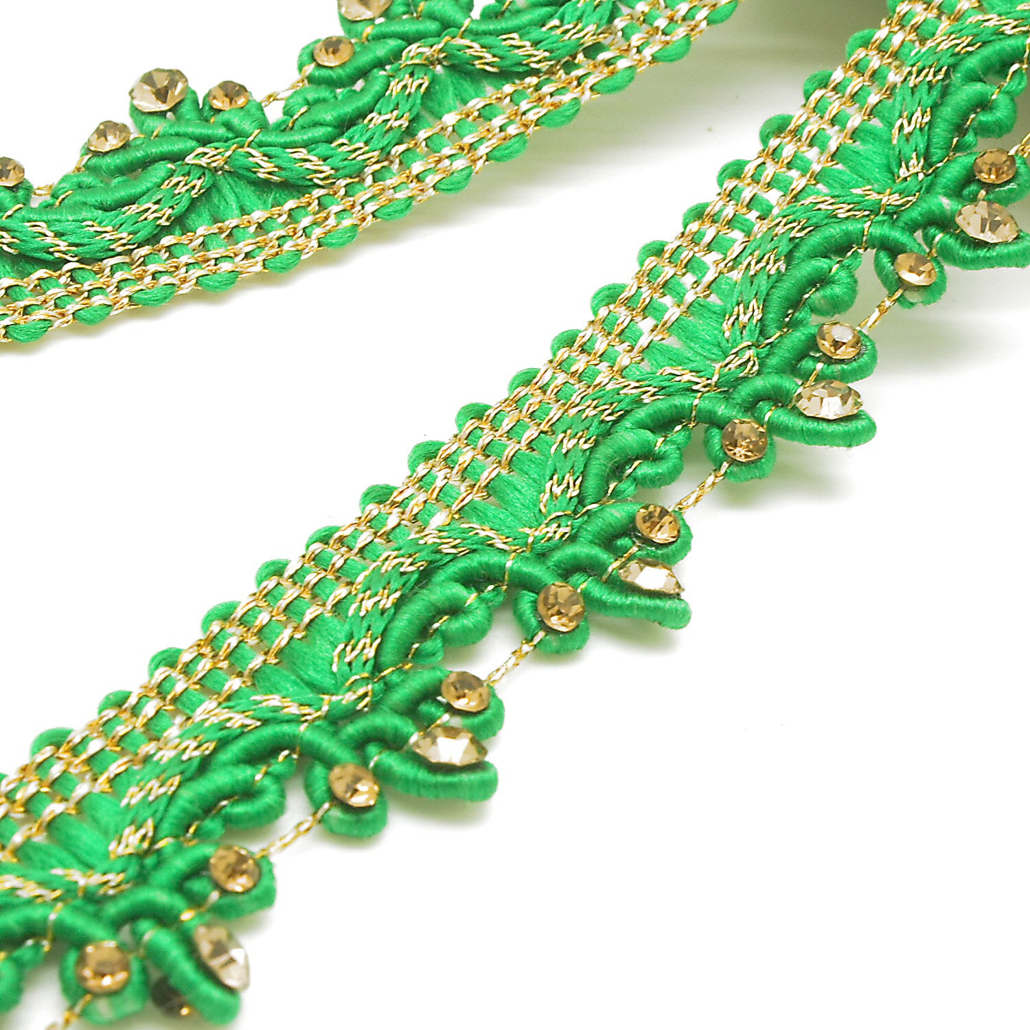 GREEN GOLD RHINSTONE TRIM - sarahi.NYC